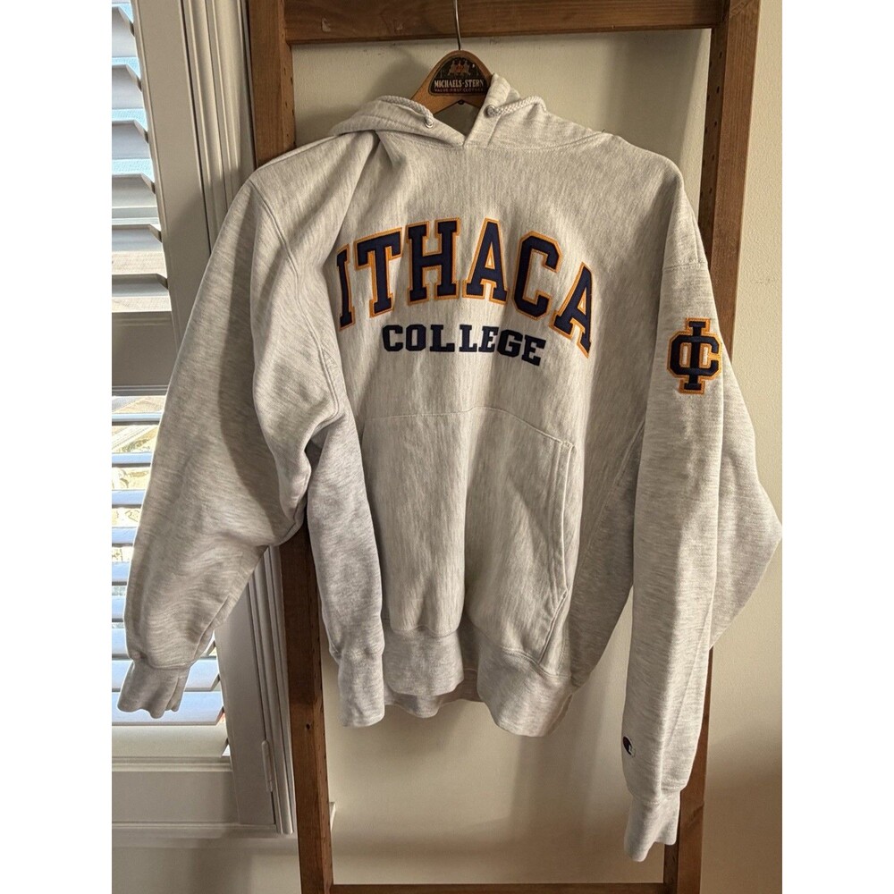Vintage Ithaca College Champion Reverse Weave Hoodie Mens M Spell Out Y2K Read